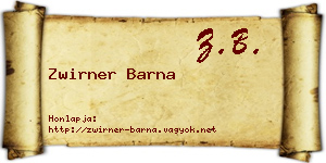 Zwirner Barna névjegykártya